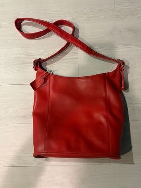 Red Leather Shoulder Bag - Unbranded